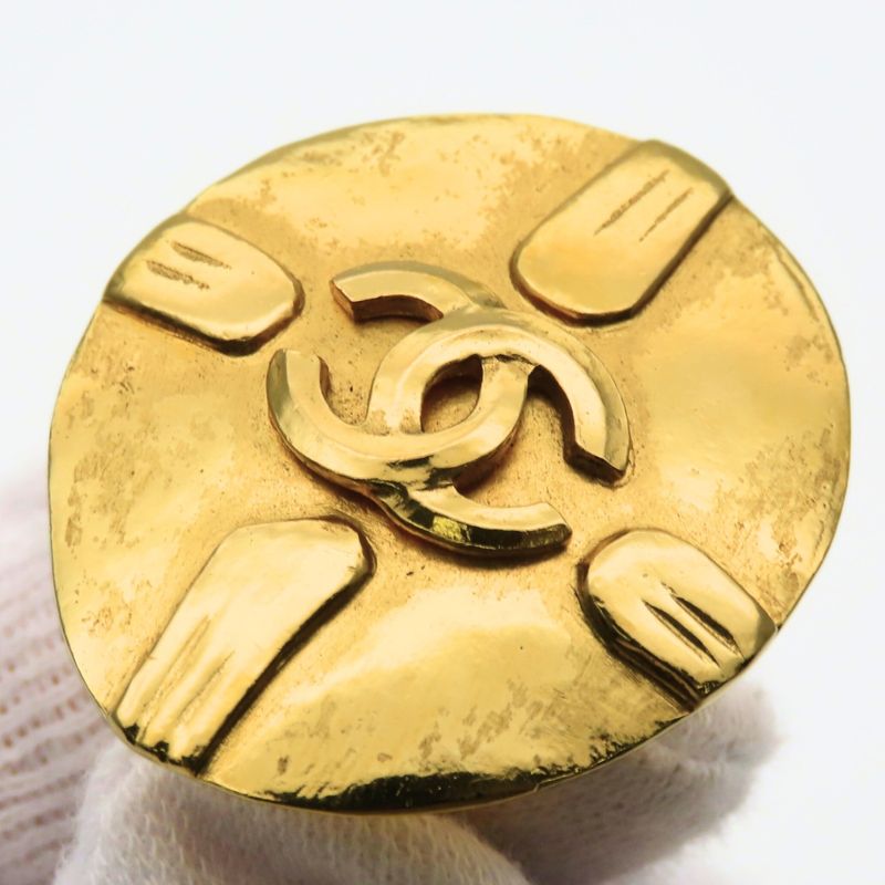 Chanel Earrings CC Logo Metal Gold Plated