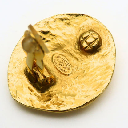 Chanel Earrings CC Logo Metal Gold Plated