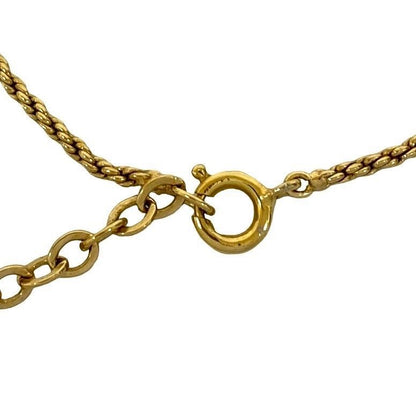Dior Christian Logo Heart Motif Rhinestone Chain Necklace Pendant Gold