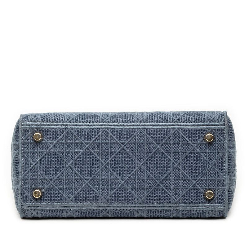 Dior Cannage Lady D-lite 2-Way Shoulder Bag Blue Canvas