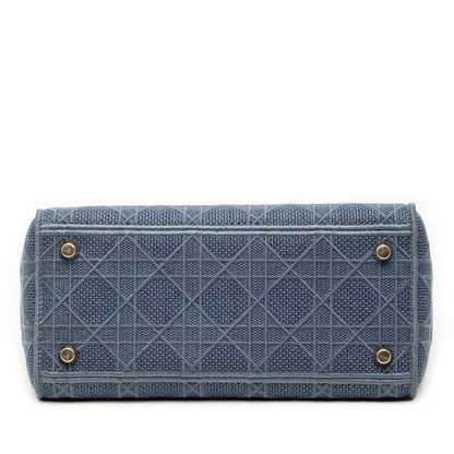 Dior Cannage Lady D-lite 2-Way Shoulder Bag Blue Canvas