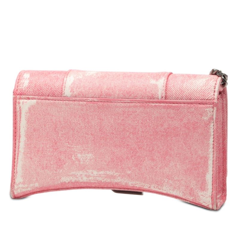 Balenciaga Our Glass Crossbody Chain Shoulder Bag Pink Leather