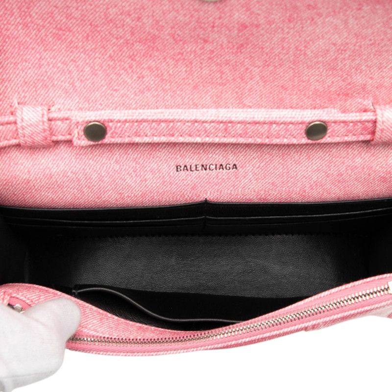 Balenciaga Our Glass Crossbody Chain Shoulder Bag Pink Leather