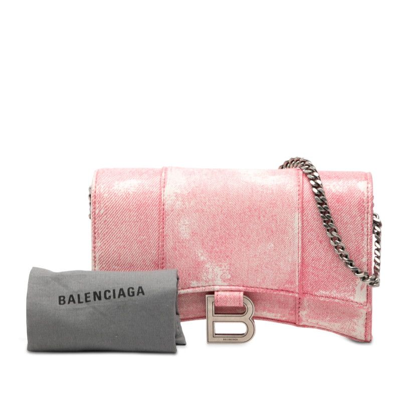 Balenciaga Our Glass Crossbody Chain Shoulder Bag Pink Leather