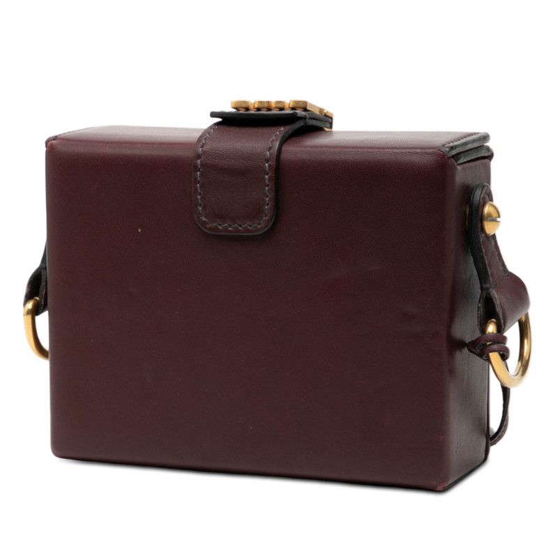 Dior Addict Small Box Crossbody Shoulder Bag Wine Red Bold Leather