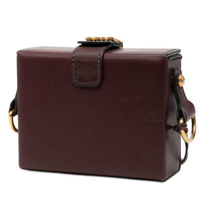 Dior Addict Small Box Crossbody Shoulder Bag Wine Red Bold Leather