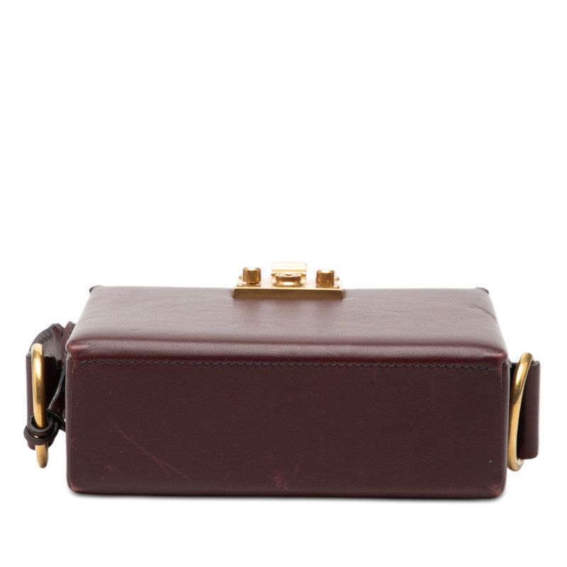 Dior Addict Small Box Crossbody Shoulder Bag Wine Red Bold Leather