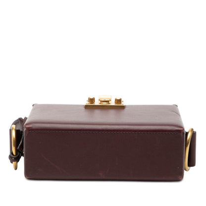 Dior Addict Small Box Crossbody Shoulder Bag Wine Red Bold Leather