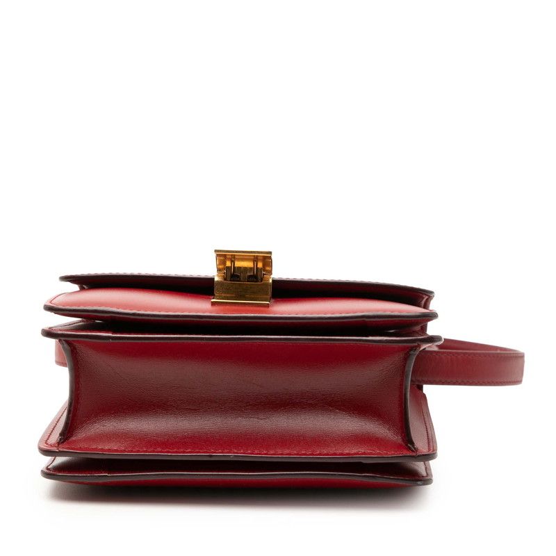Celine Classic Box Red Gold Leather