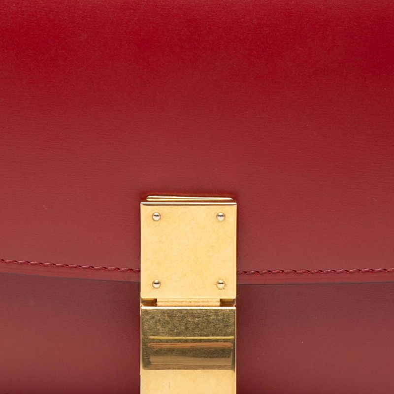 Celine Classic Box Red Gold Leather