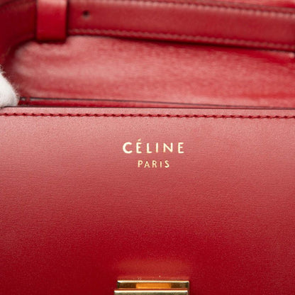 Celine Classic Box Red Gold Leather