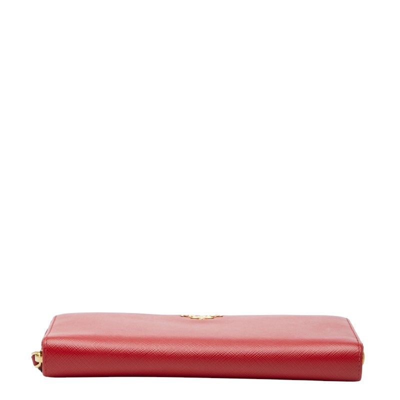 Prada Zip Around Wallet Red Saffiano Leather