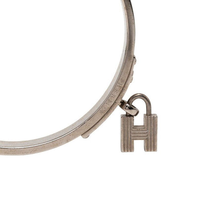 Hermes Kelly Bangle Cadena Motif Silver Red Metal Leather