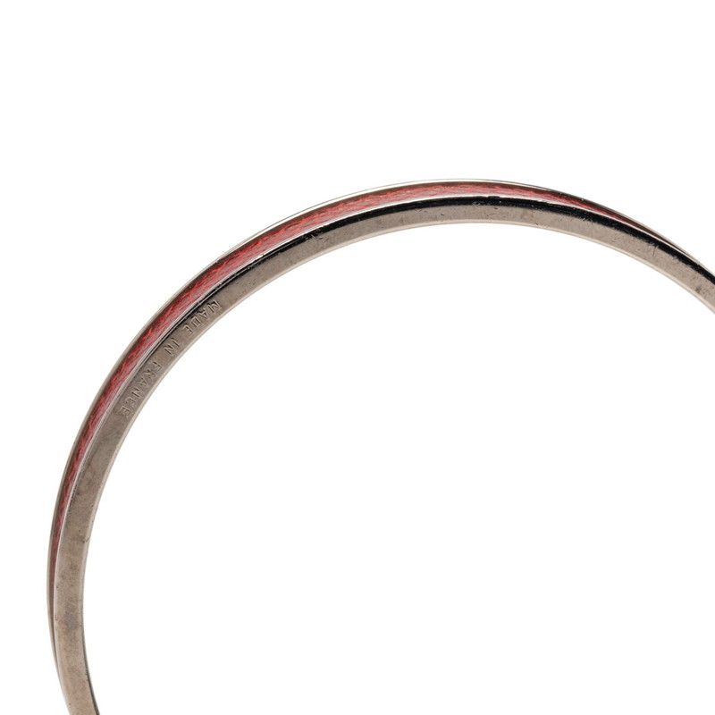 Hermes Kelly Bangle Cadena Motif Silver Red Metal Leather