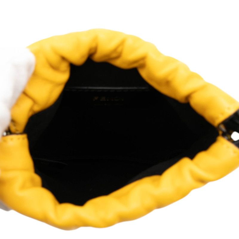 Fendi Logo Phone Pouch Yellow Leather