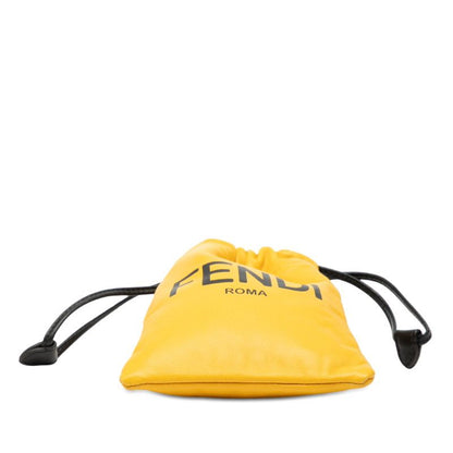 Fendi Logo Phone Pouch Yellow Leather