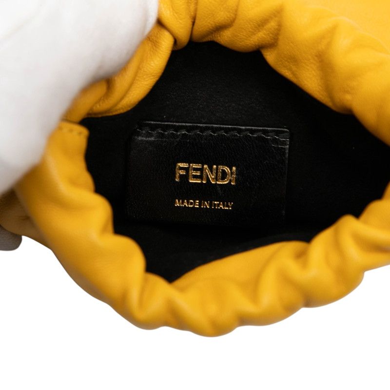 Fendi Logo Phone Pouch Yellow Leather