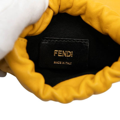 Fendi Logo Phone Pouch Yellow Leather