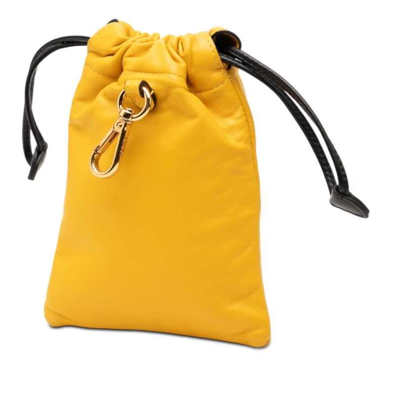 Fendi Logo Phone Pouch Yellow Leather