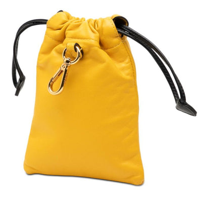 Fendi Logo Phone Pouch Yellow Leather