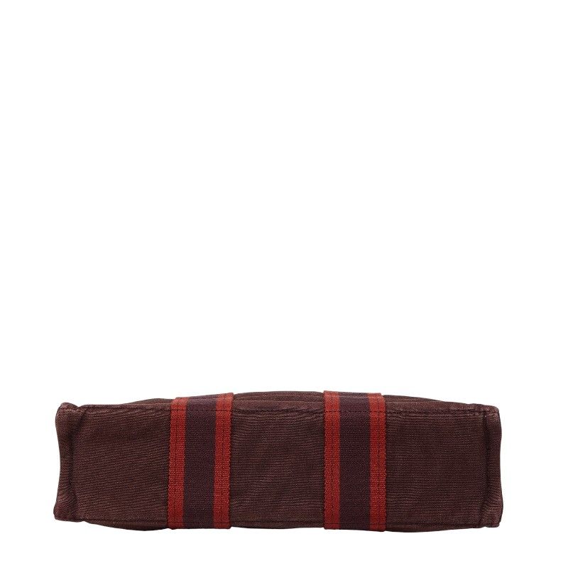 Hermes Fourre Tout PM Tote Bold Brown Red Canvas