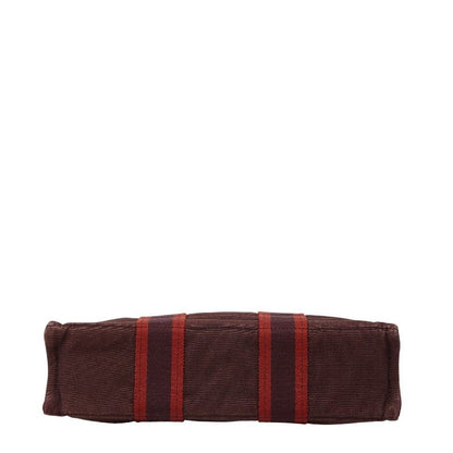 Hermes Fourre Tout PM Tote Bold Brown Red Canvas