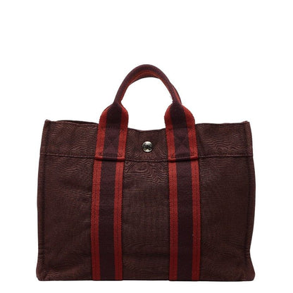 Hermes Fourre Tout PM Tote Bold Brown Red Canvas