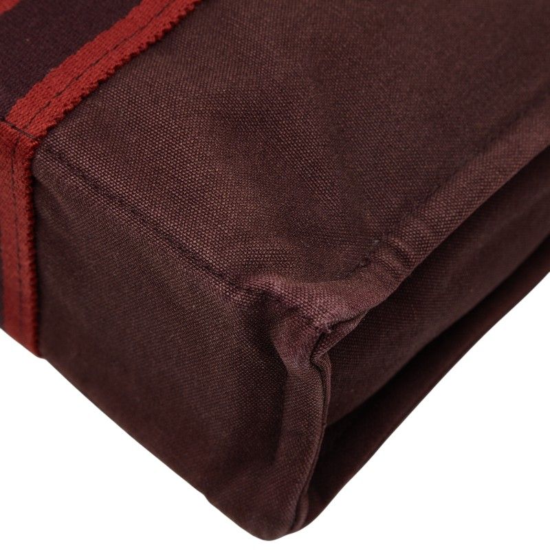 Hermes Fourre Tout PM Tote Bold Brown Red Canvas