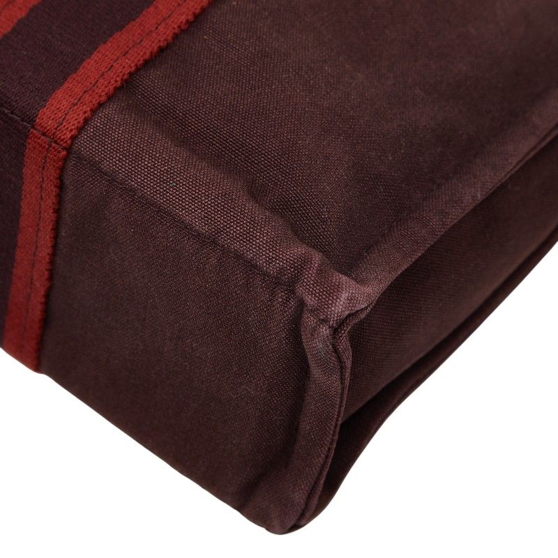 Hermes Fourre Tout PM Tote Bold Brown Red Canvas