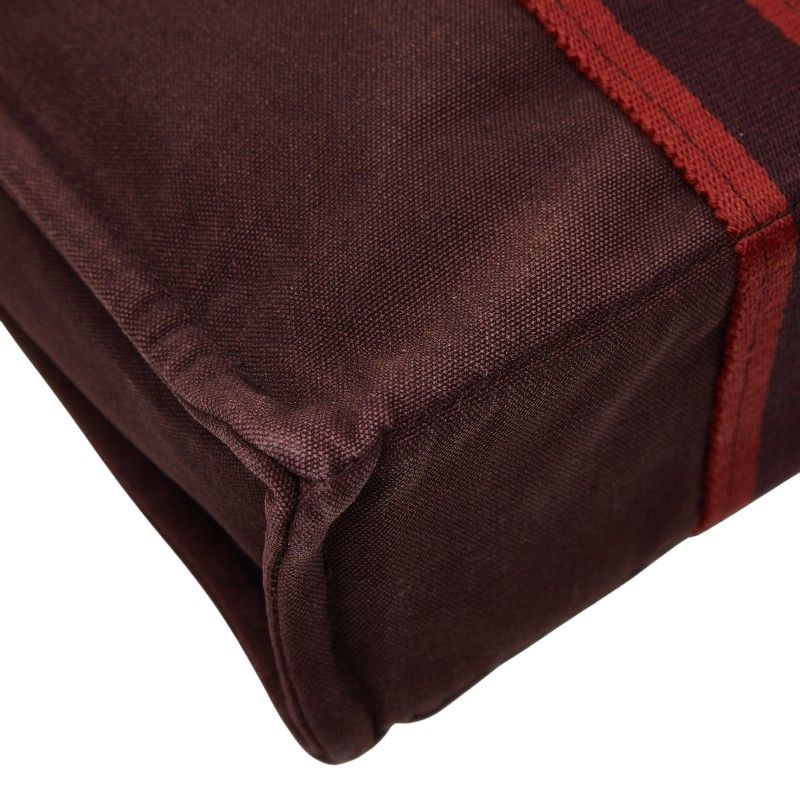 Hermes Fourre Tout PM Tote Bold Brown Red Canvas