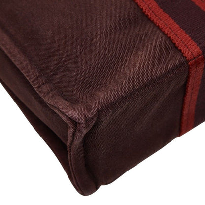Hermes Fourre Tout PM Tote Bold Brown Red Canvas