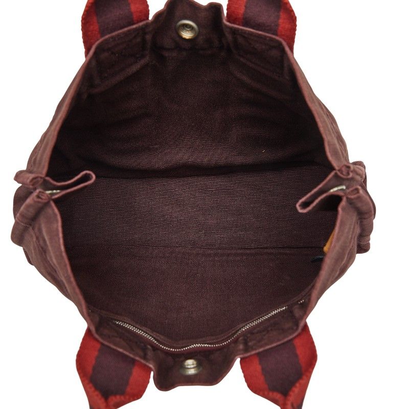 Hermes Fourre Tout PM Tote Bold Brown Red Canvas