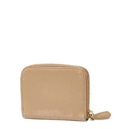 Prada Coin Case Card Case Coin Purse Beige Saffiano