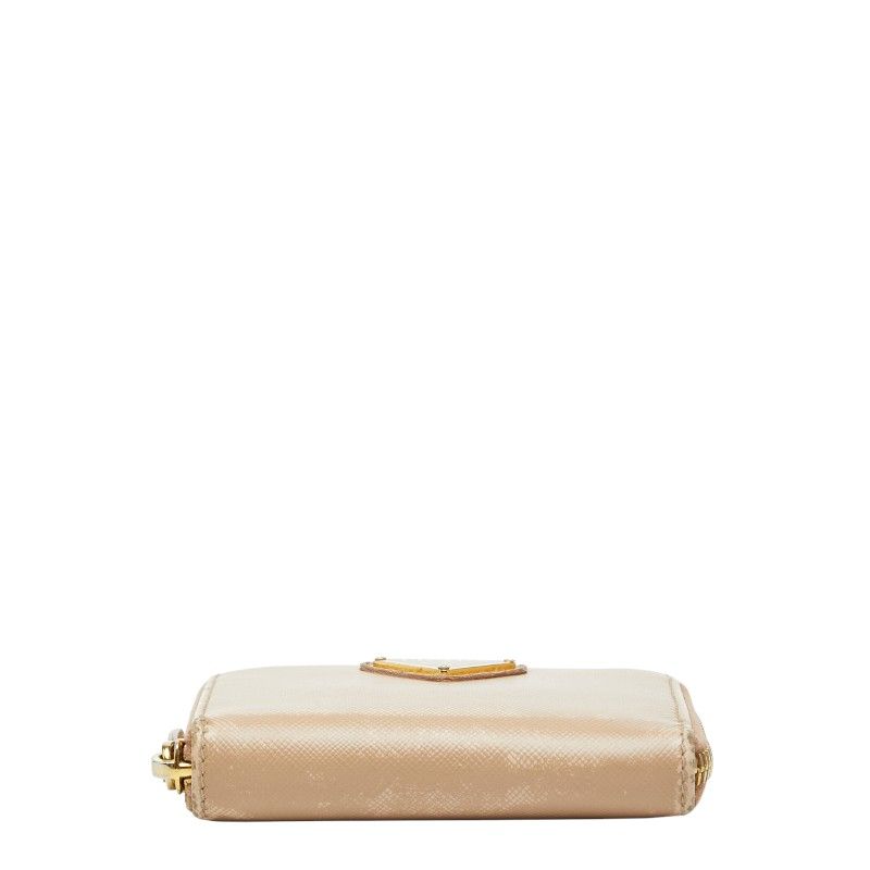 Prada Coin Case Card Case Coin Purse Beige Saffiano