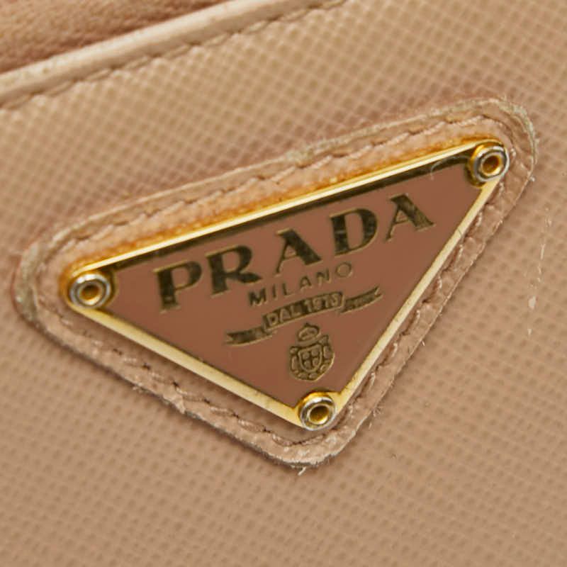 Prada Coin Case Card Case Coin Purse Beige Saffiano