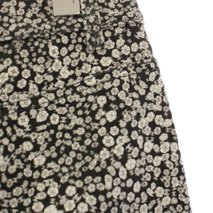 Chanel Camellia Cotton Pants Skinny Pants 36 Black KH