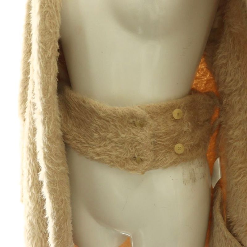 Celine Phoebe Philo Era Alpaca Cowl Shaggy Coat Long 34 Light Beige NR OS