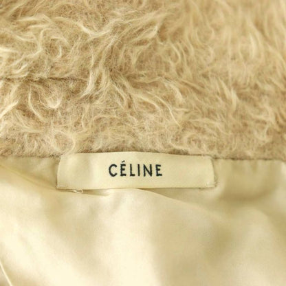 Celine Phoebe Philo Era Alpaca Cowl Shaggy Coat Long 34 Light Beige NR OS