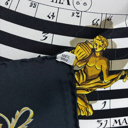 Hermes Carre 90 Dies ET Hore Astrology Silk Scarf Black Gold