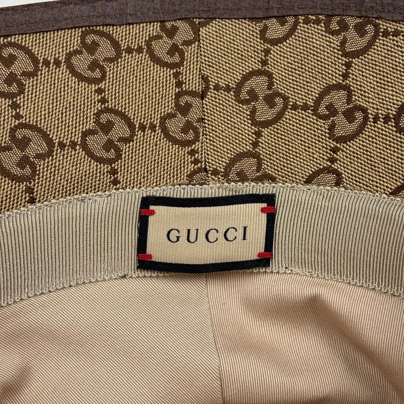 Gucci GG Marmont Hat Pattern Bucket Hat Beige Brown