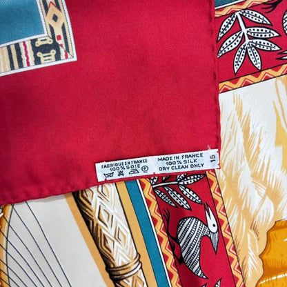 Hermes Scarf Carre 90 Au Son du Tam Silk Red