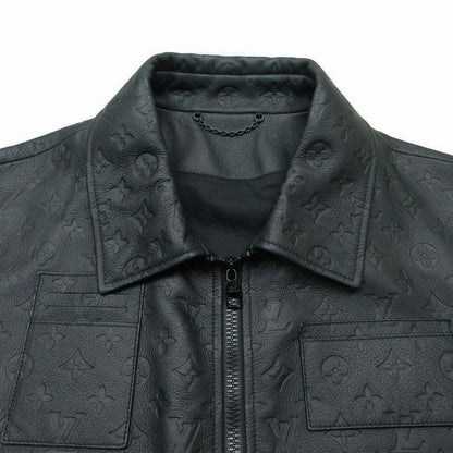 Louis Vuitton Monogram Embossed Utility Leather Jacket Calf 46 M