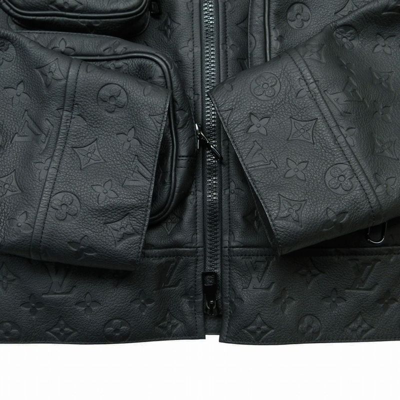 Louis Vuitton Monogram Embossed Utility Leather Jacket Calf 46 M