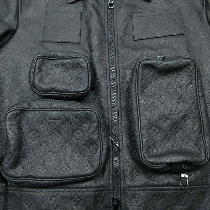 Louis Vuitton Monogram Embossed Utility Leather Jacket Calf 46 M