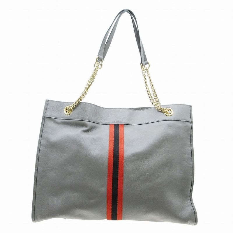 Gucci Rajah Taiga Head Chain Large Tote Gray