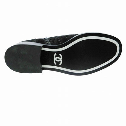 Chanel Suede CC Logo Turnlock Quilted Boots Shoes