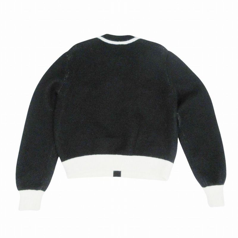 Chanel Cashmere Silk Bicolor 4 Pocket Long Sleeve Knit Cardigan Black
