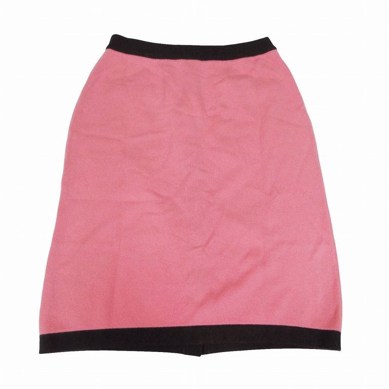 Chanel 100% Cashmere CC Logo Button Knit Skirt Bicolor Pink
