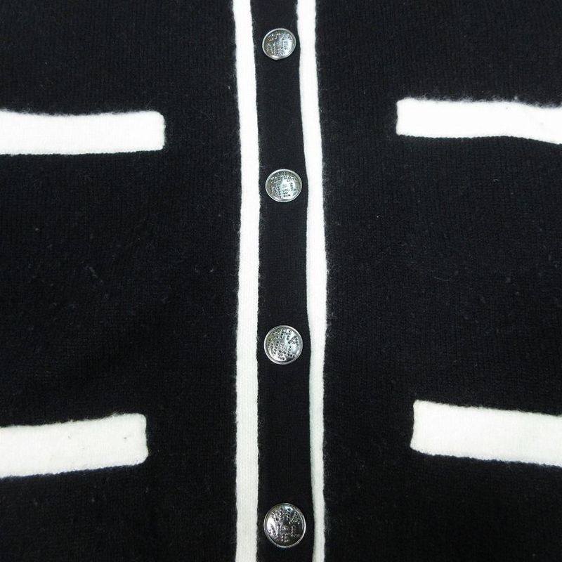 Chanel Cashmere Silk Bicolor 4 Pocket Long Sleeve Knit Cardigan Black