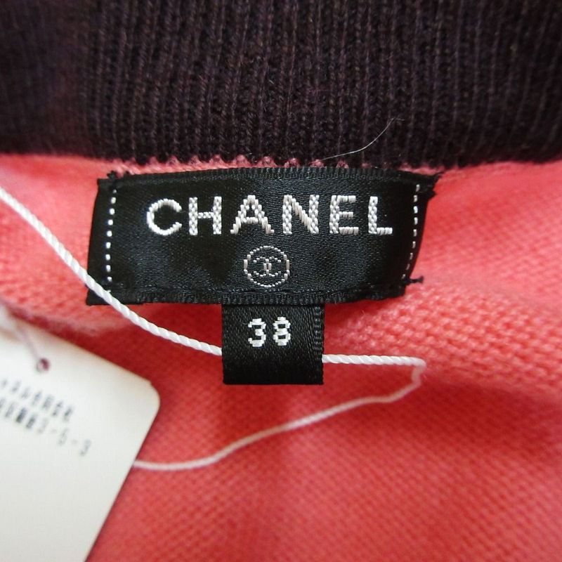 Chanel 100% Cashmere CC Logo Button Knit Skirt Bicolor Pink